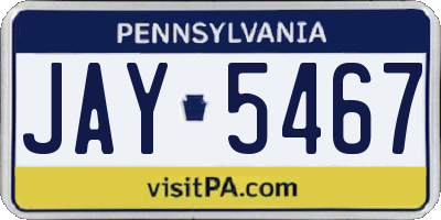 PA license plate JAY5467