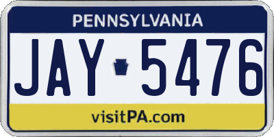 PA license plate JAY5476