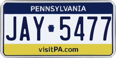 PA license plate JAY5477