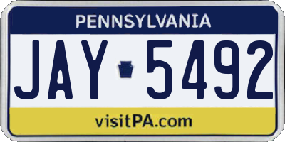 PA license plate JAY5492