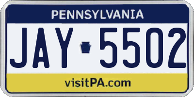 PA license plate JAY5502