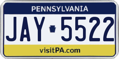 PA license plate JAY5522