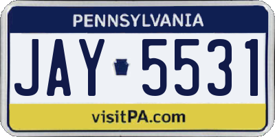 PA license plate JAY5531