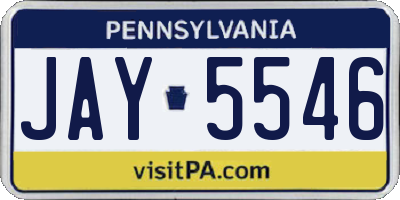 PA license plate JAY5546