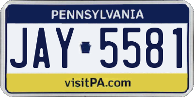 PA license plate JAY5581