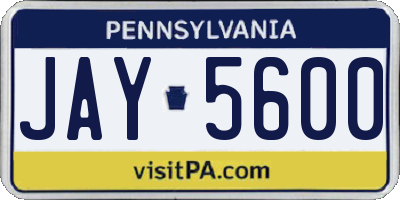PA license plate JAY5600
