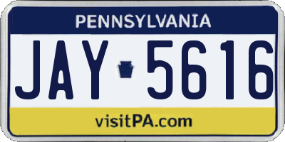 PA license plate JAY5616