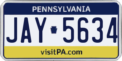 PA license plate JAY5634
