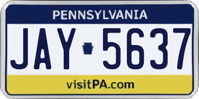 PA license plate JAY5637