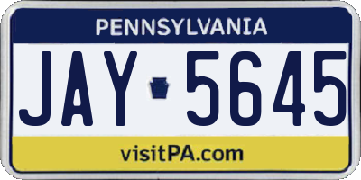 PA license plate JAY5645