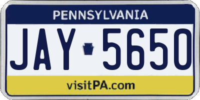 PA license plate JAY5650