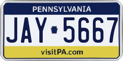 PA license plate JAY5667