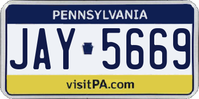 PA license plate JAY5669