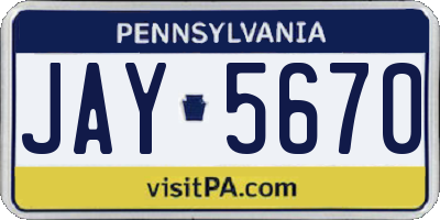 PA license plate JAY5670