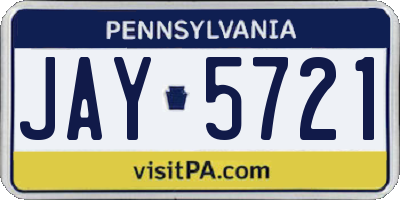 PA license plate JAY5721