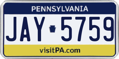 PA license plate JAY5759