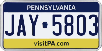 PA license plate JAY5803