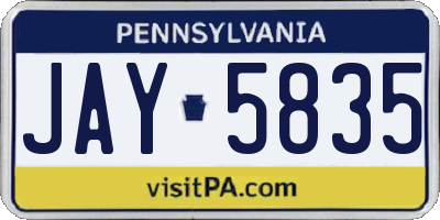 PA license plate JAY5835
