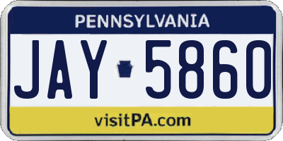 PA license plate JAY5860