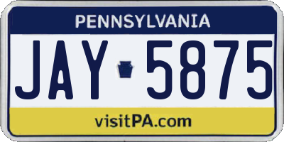 PA license plate JAY5875