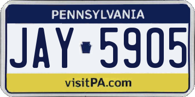 PA license plate JAY5905