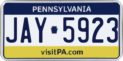 PA license plate JAY5923