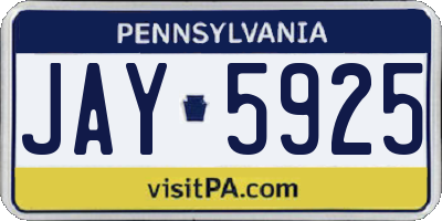 PA license plate JAY5925