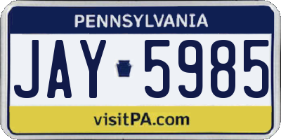 PA license plate JAY5985
