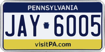 PA license plate JAY6005