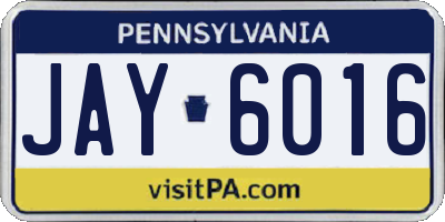 PA license plate JAY6016