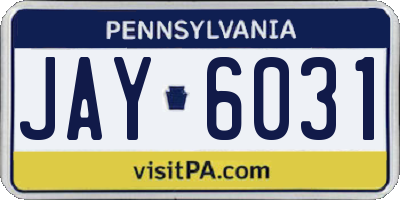 PA license plate JAY6031