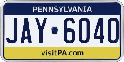 PA license plate JAY6040