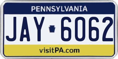 PA license plate JAY6062