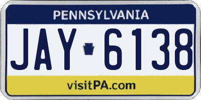PA license plate JAY6138