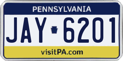 PA license plate JAY6201