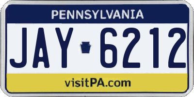 PA license plate JAY6212