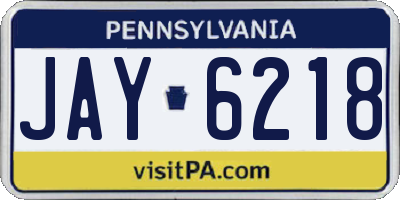 PA license plate JAY6218