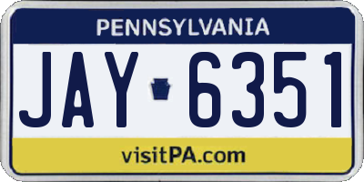 PA license plate JAY6351