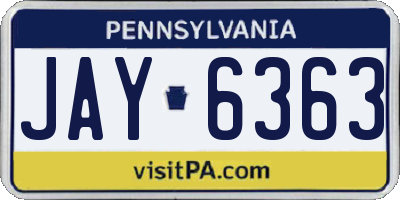 PA license plate JAY6363