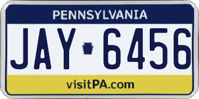 PA license plate JAY6456
