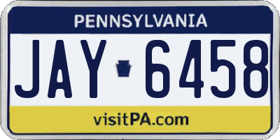 PA license plate JAY6458