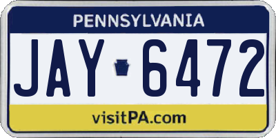 PA license plate JAY6472