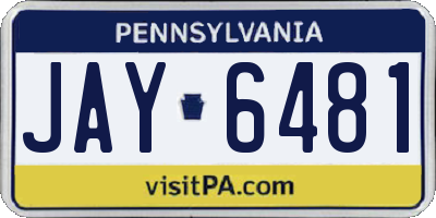 PA license plate JAY6481