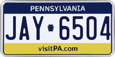 PA license plate JAY6504