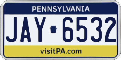 PA license plate JAY6532