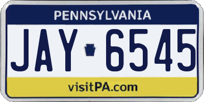 PA license plate JAY6545