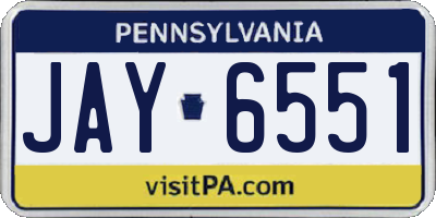 PA license plate JAY6551