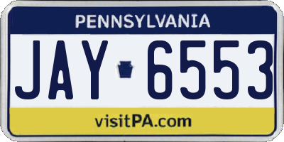 PA license plate JAY6553