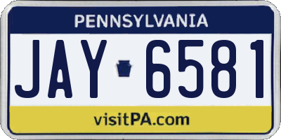 PA license plate JAY6581
