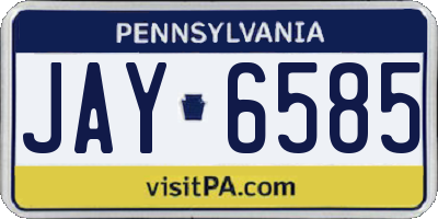 PA license plate JAY6585